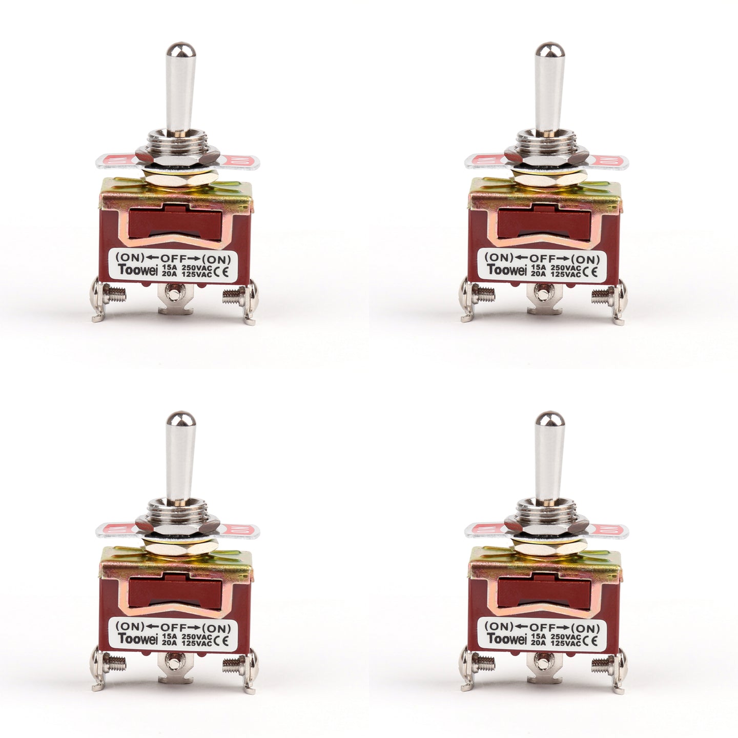 4x Toowei 3 Terminal 3Pin (ON)-OFF-(ON) Toggle Switch Reset SP3T Grade
