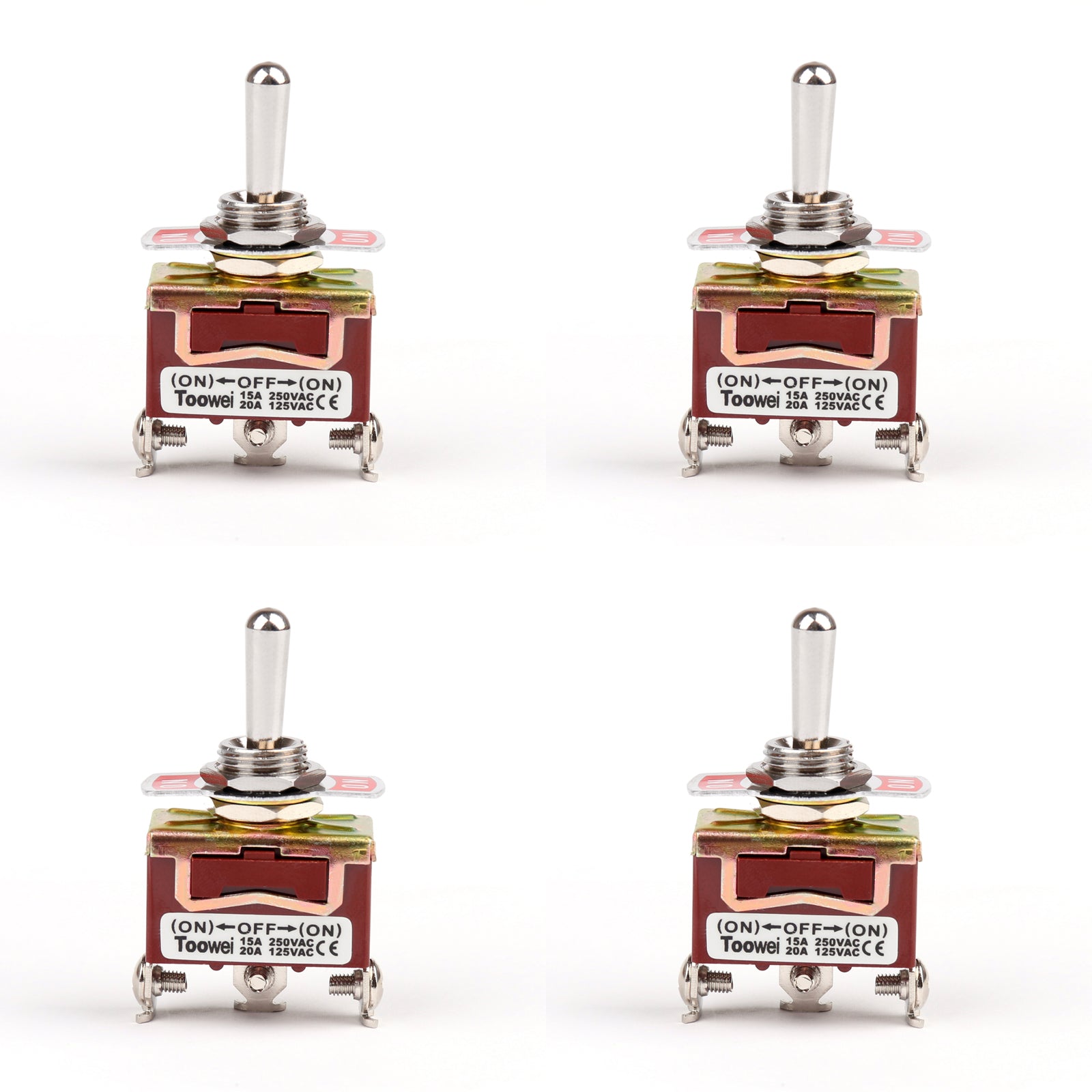 4x Toowei 3 Terminal 3Pin (ON)-OFF-(ON) Toggle Switch Reset SP3T Grade