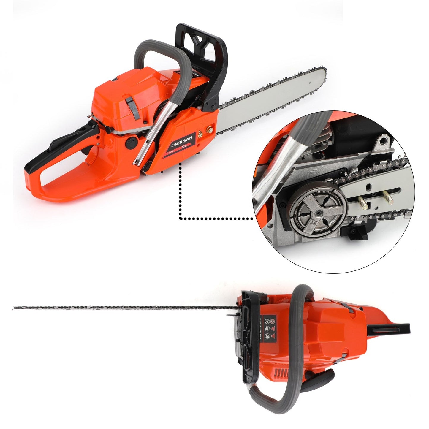 52CC Gas Chainsaw with 20-Inch Bar, 2.5kW 2-Stroke Engine for Tree Cutting & Firewood