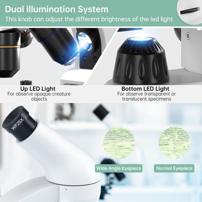 40X-2000X Compound Monocular Microscope For Kids Adult With Slides Set US