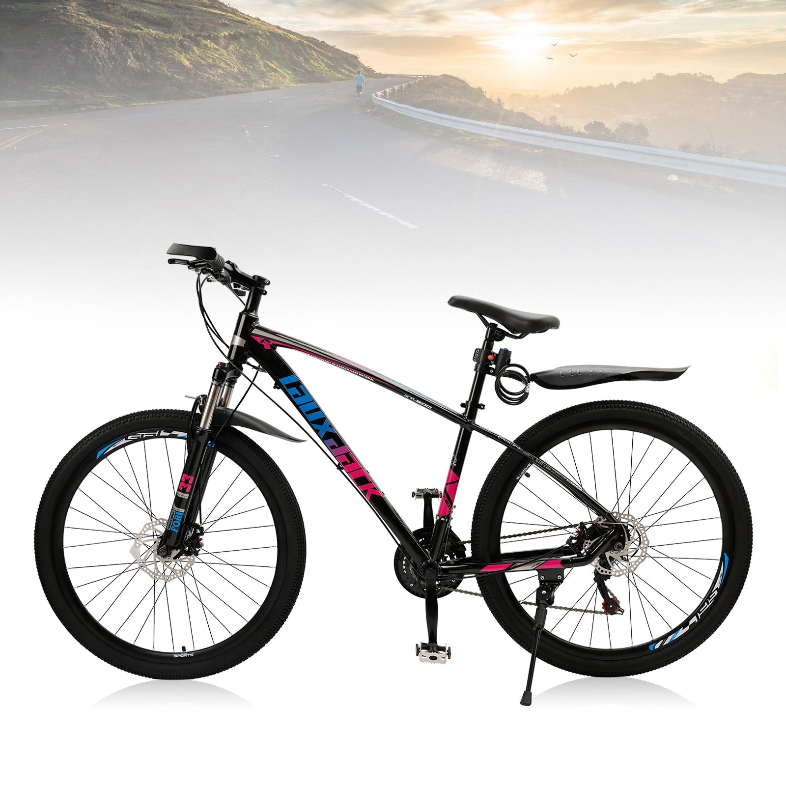 27.5inches Wheels Cycling Adults Mountain Bike 21 Speed Bicycle+Bike Lock+Air Pump