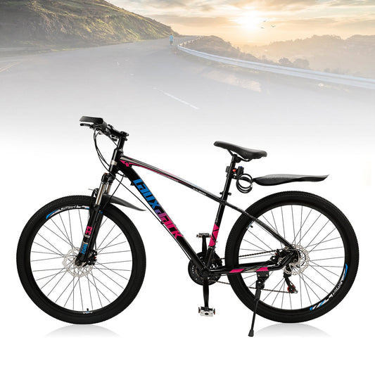 27.5inches Wheels Cycling Adults Mountain Bike 21 Speed Bicycle+Bike Lock+Air Pump