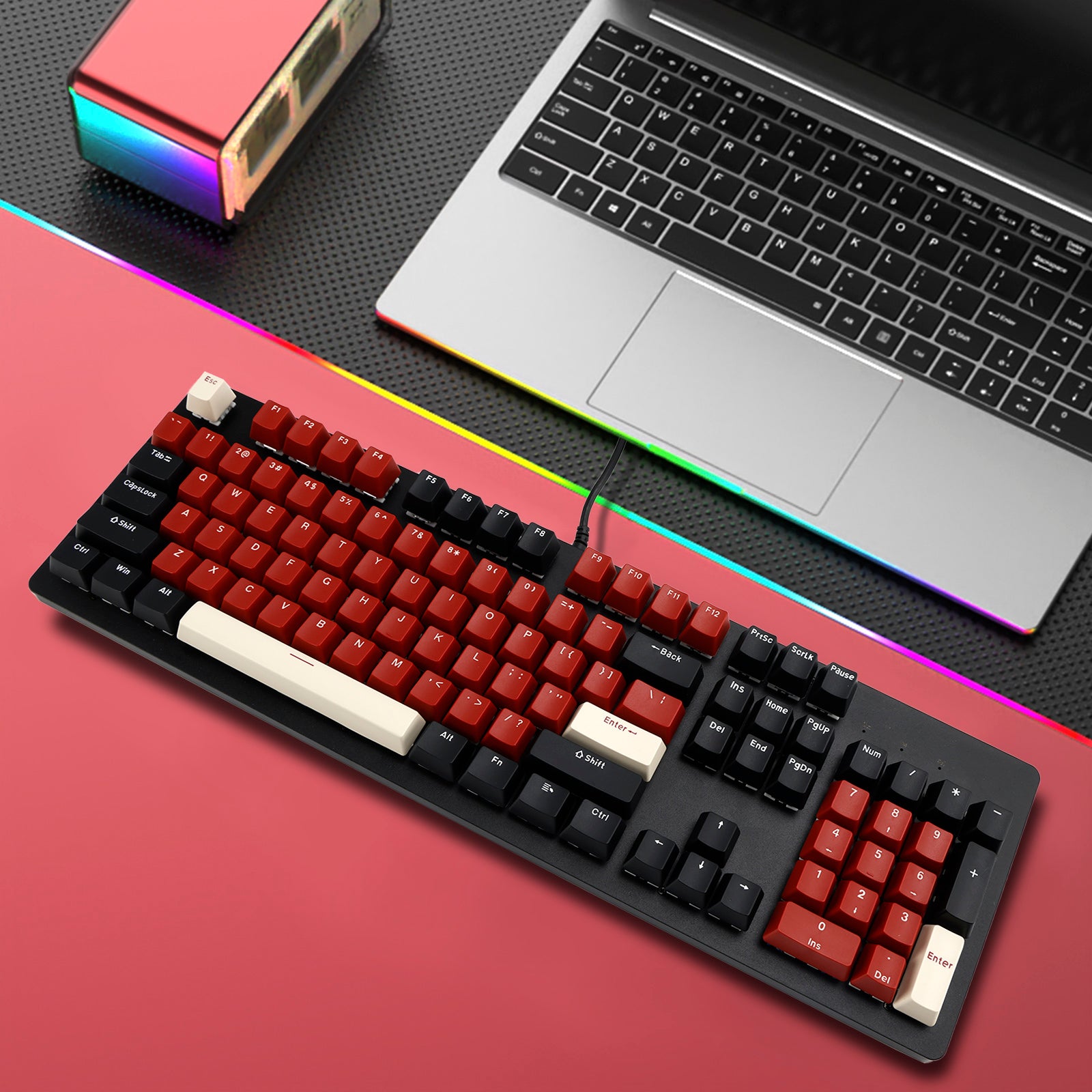 104-Key Wired Mechanical Linear Switch Gaming Keyboard Blue Switch Customizable
