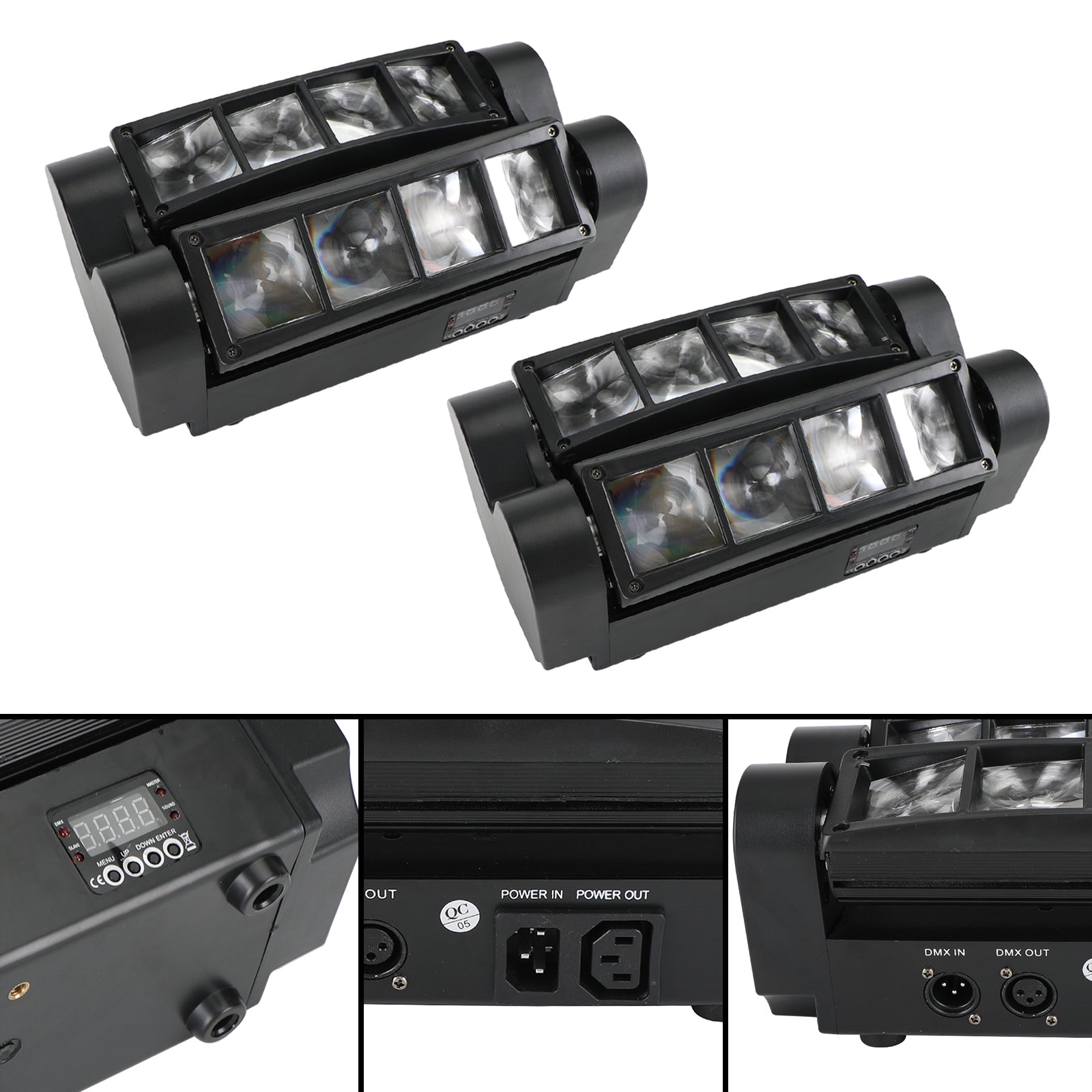 2Pcs 80W 8LED RGBW Spider Moving Head Stage Lighting Beam DMX Party DJ Lighting
