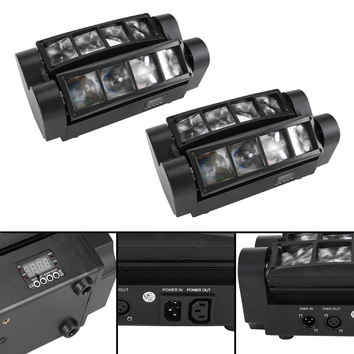 2Pcs 80W 8LED RGBW Spider Moving Head Stage Lighting Beam DMX Party DJ Lighting
