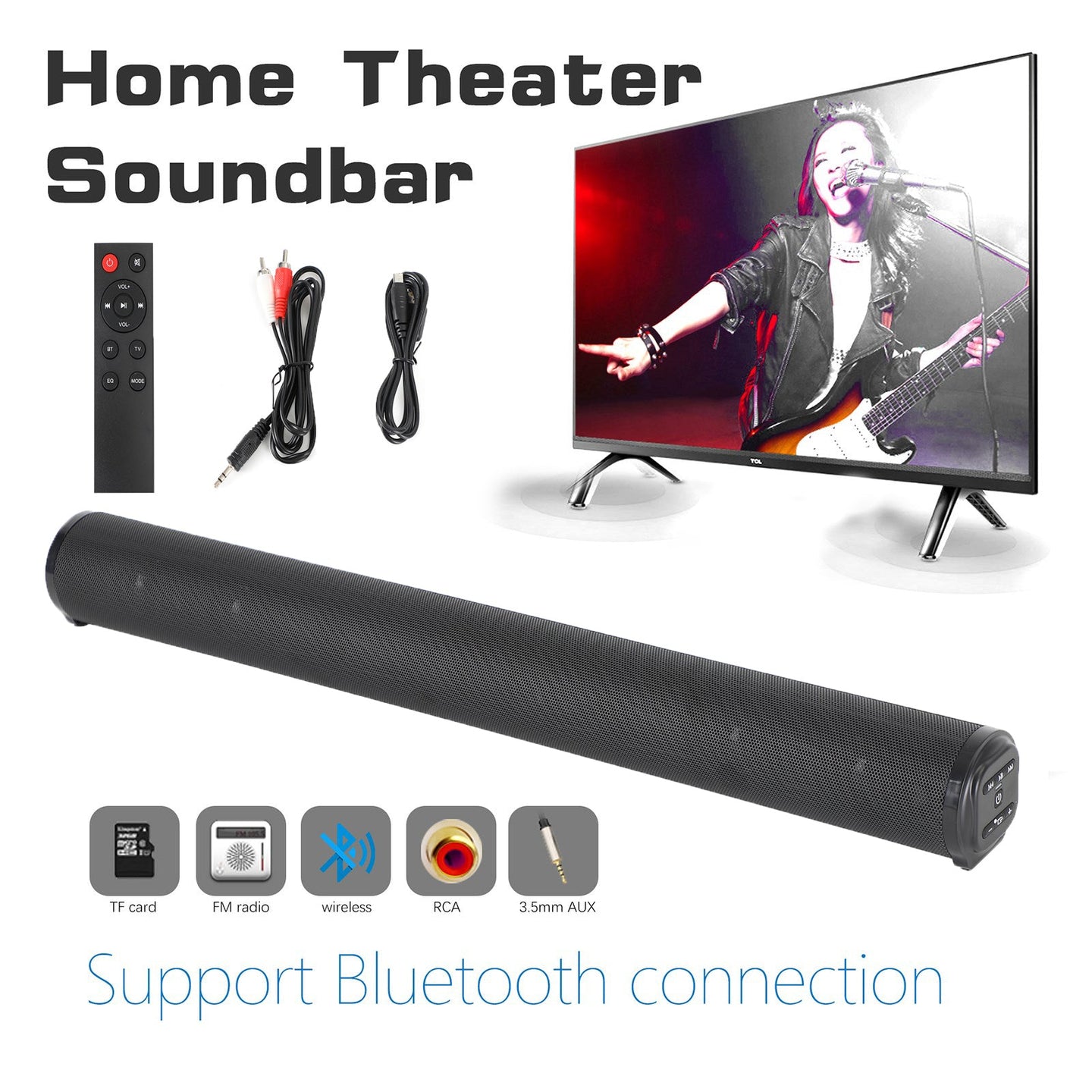 Bluetooth Wireless Sound Bar System – 4 Speaker Subwoofer for TV & Home Theater