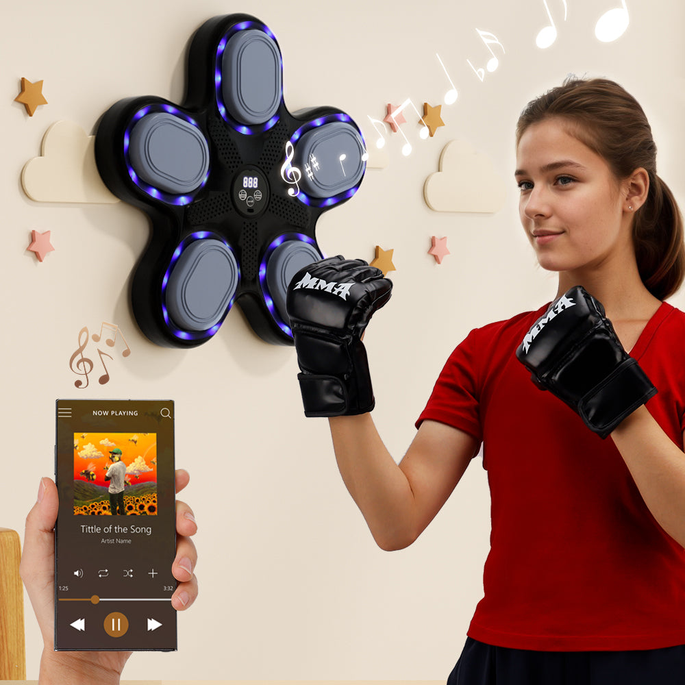 Music Boxing Machine with Boxing Gloves – Wall-Mounted Smart Boxing Trainer Electronic Punching Target for Home Indoor & Gym Workouts (Copy)