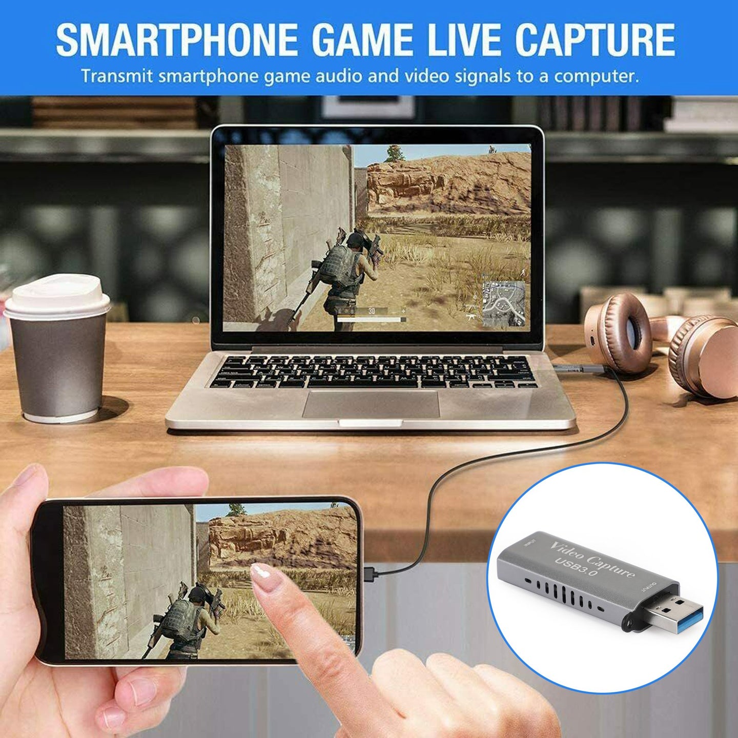 4K HD to USB Video Capture Card Device for Live Streaming Gaming Conference