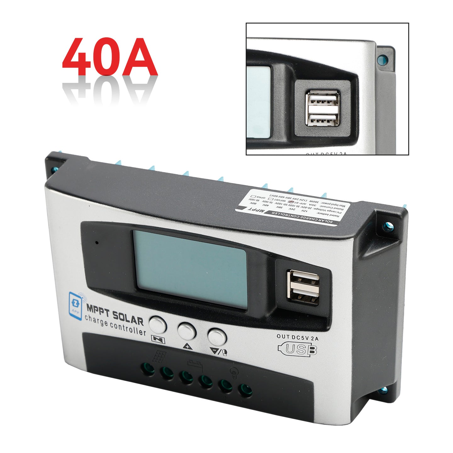 40A MPPT High Energy Solar DSP Controller Repair Battery APP to Remotely Manage