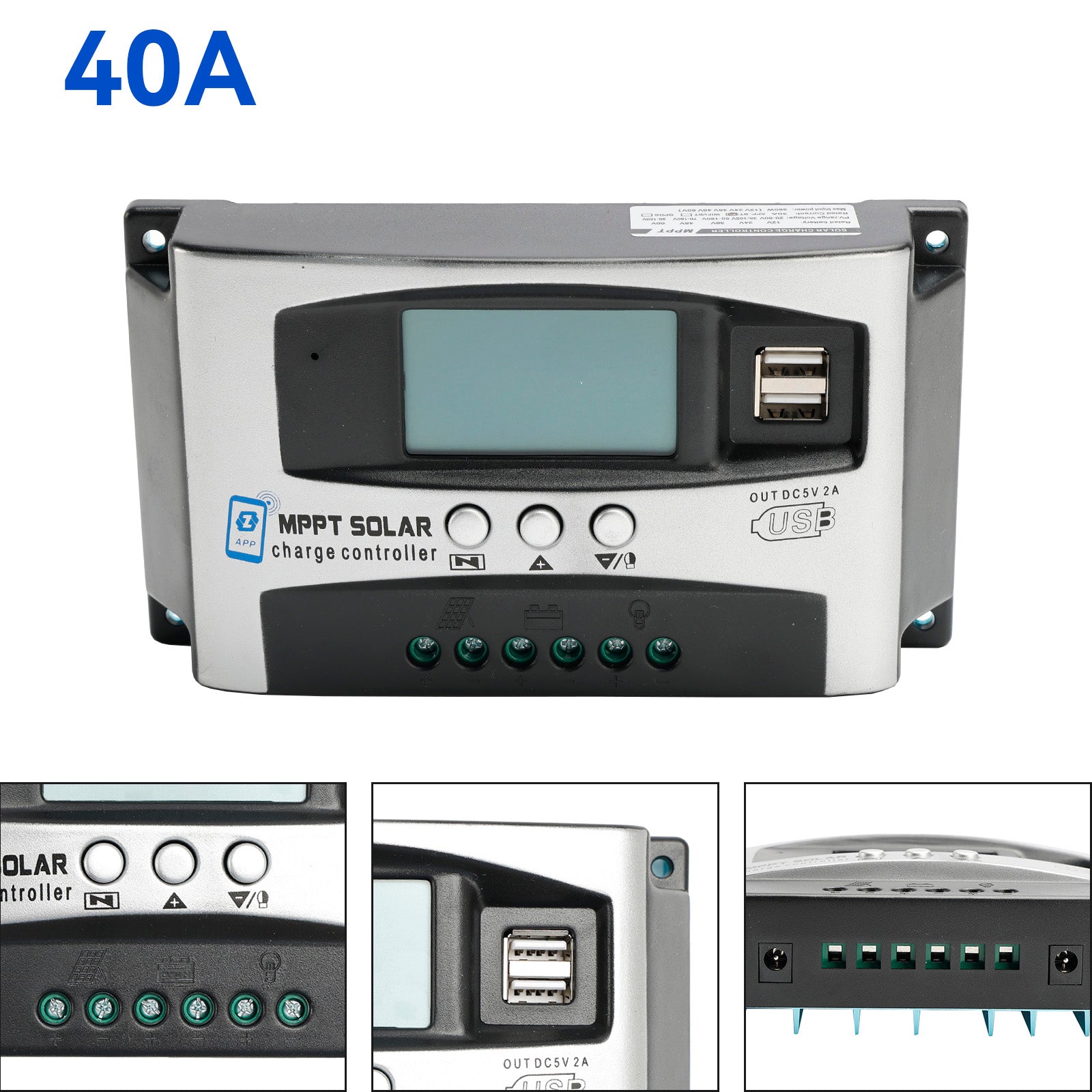 40A MPPT High Energy Solar DSP Controller Repair Battery APP to Remotely Manage