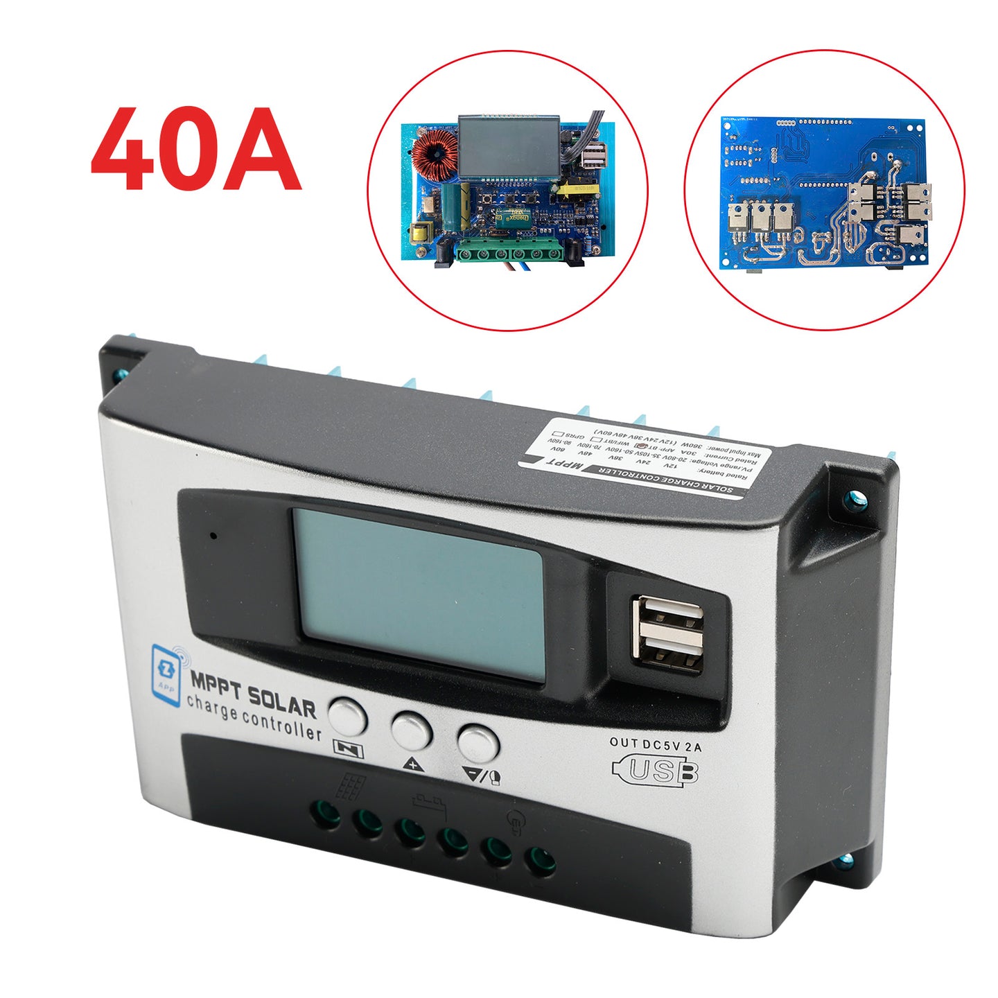 40A MPPT High Energy Solar DSP Controller Repair Battery APP to Remotely Manage