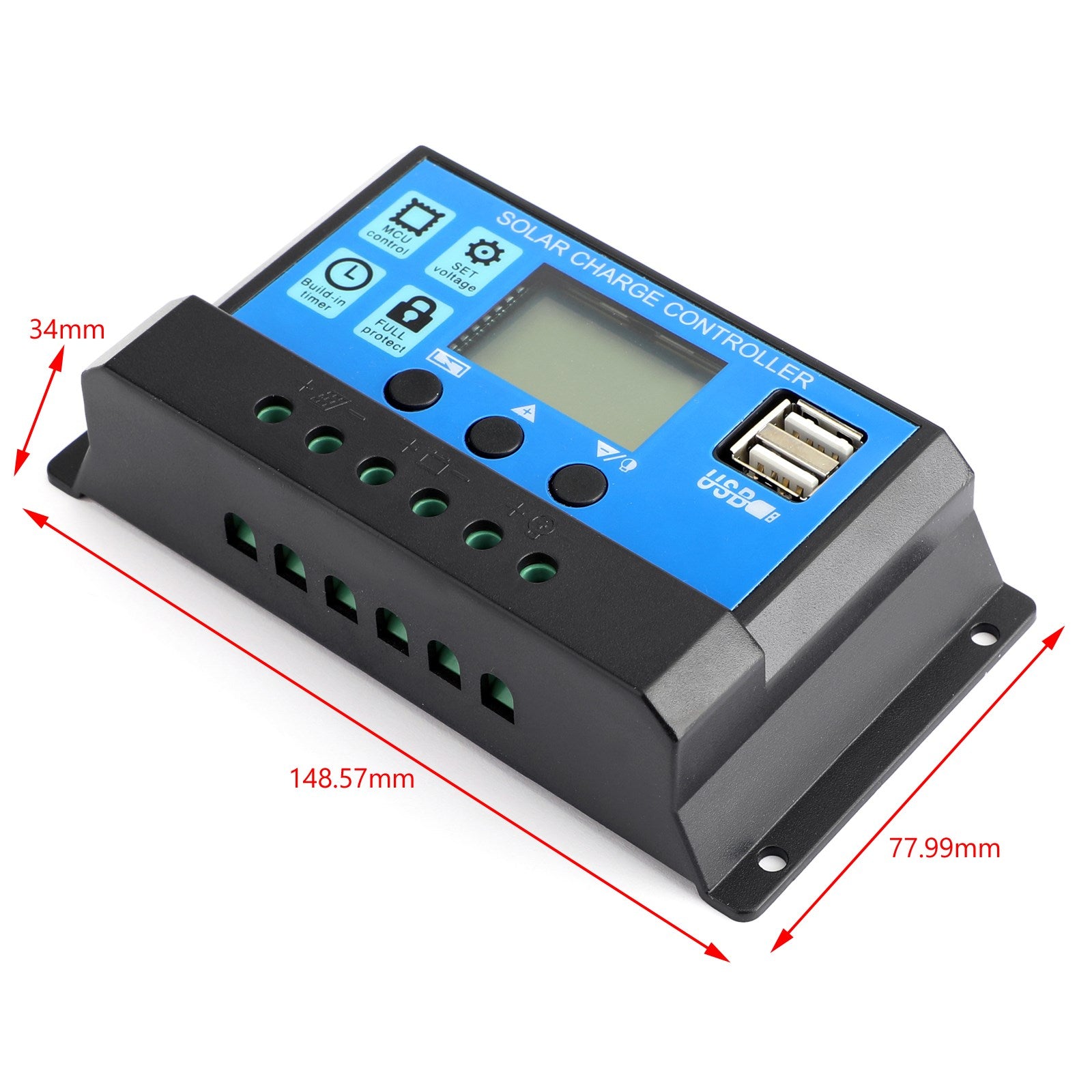 12V/24V Battery Regulator Solar Panel Charge Dual USB LCD 60A Controller PWM