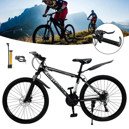 Unisex 26 inch 24 Speed MTB w/ Disc Brake Mountain Bike Black+White