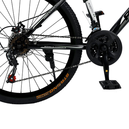 Unisex 26 inch 24 Speed MTB w/ Disc Brake Mountain Bike Black+White