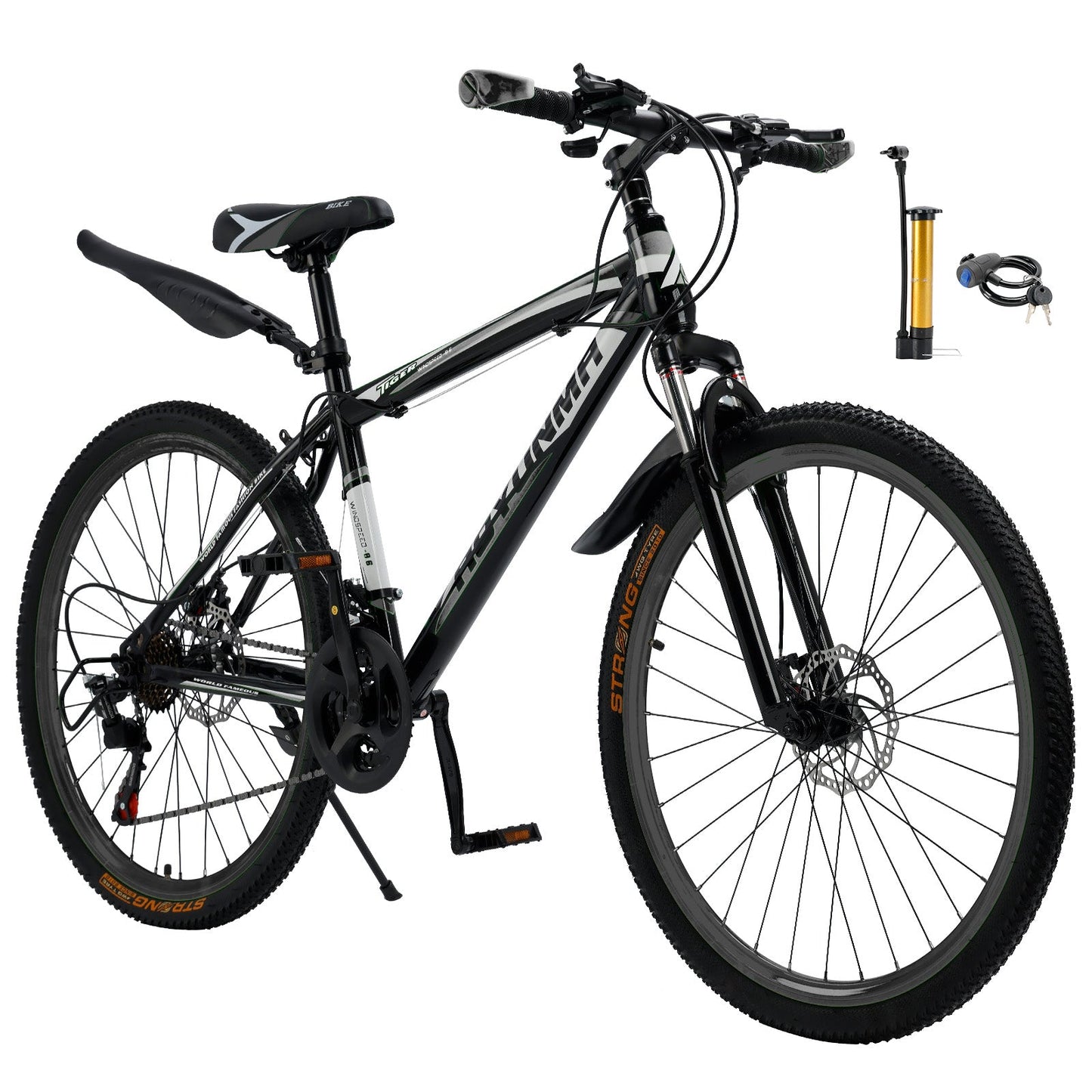 Unisex 26 inch 24 Speed MTB w/ Disc Brake Mountain Bike Black+White