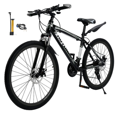 Unisex 26 inch 24 Speed MTB w/ Disc Brake Mountain Bike Black+White