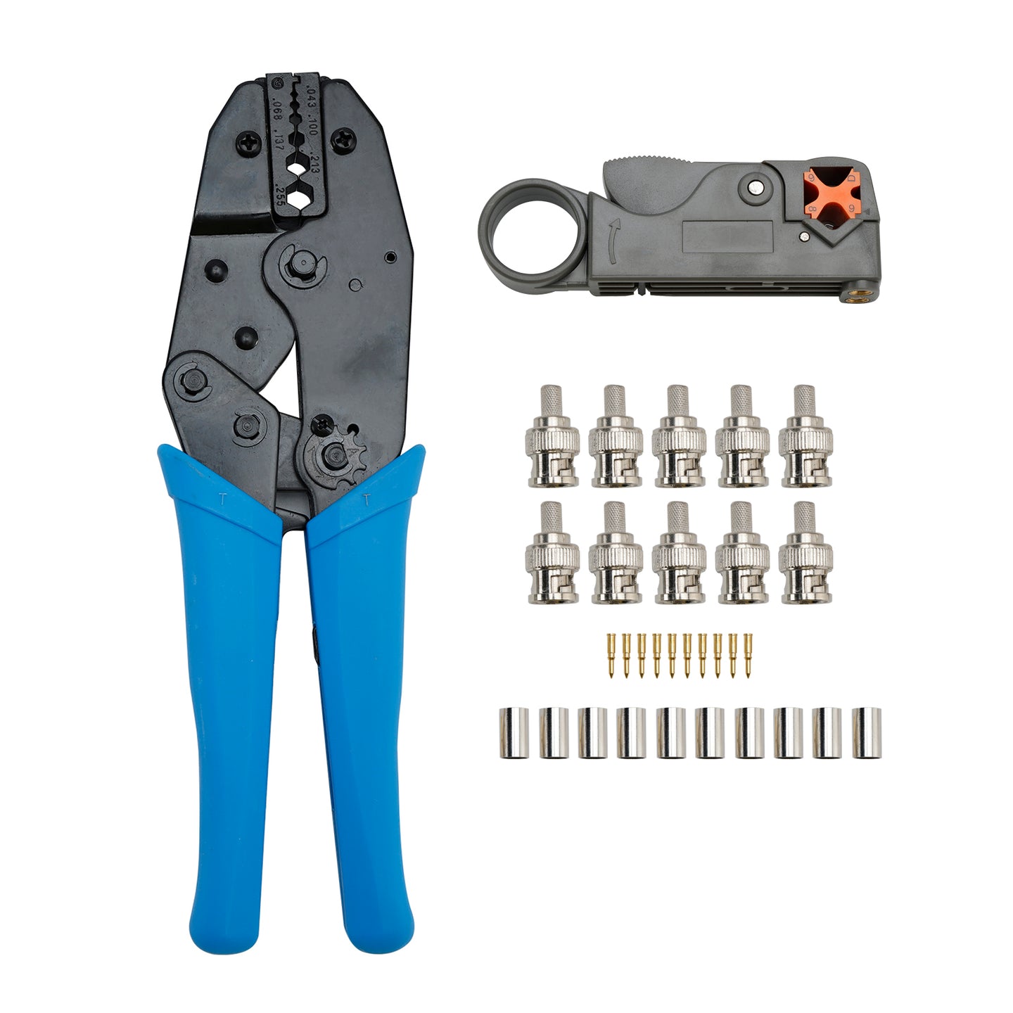 Coax RF/BNC Crimp Tools For RG59/RG6 With 10Pcs BNC Plug Crimp Connector Set US