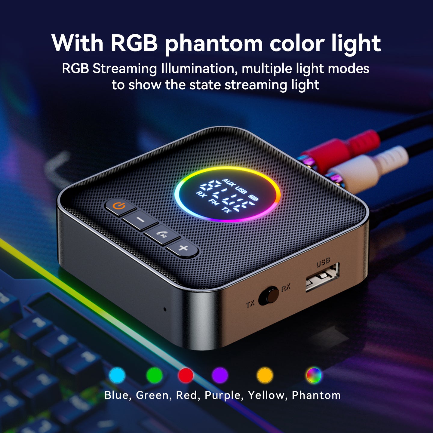 5.4 Bluetooth Adapter Audio Receiver FM Transmitter Lossless U Disk One to Two