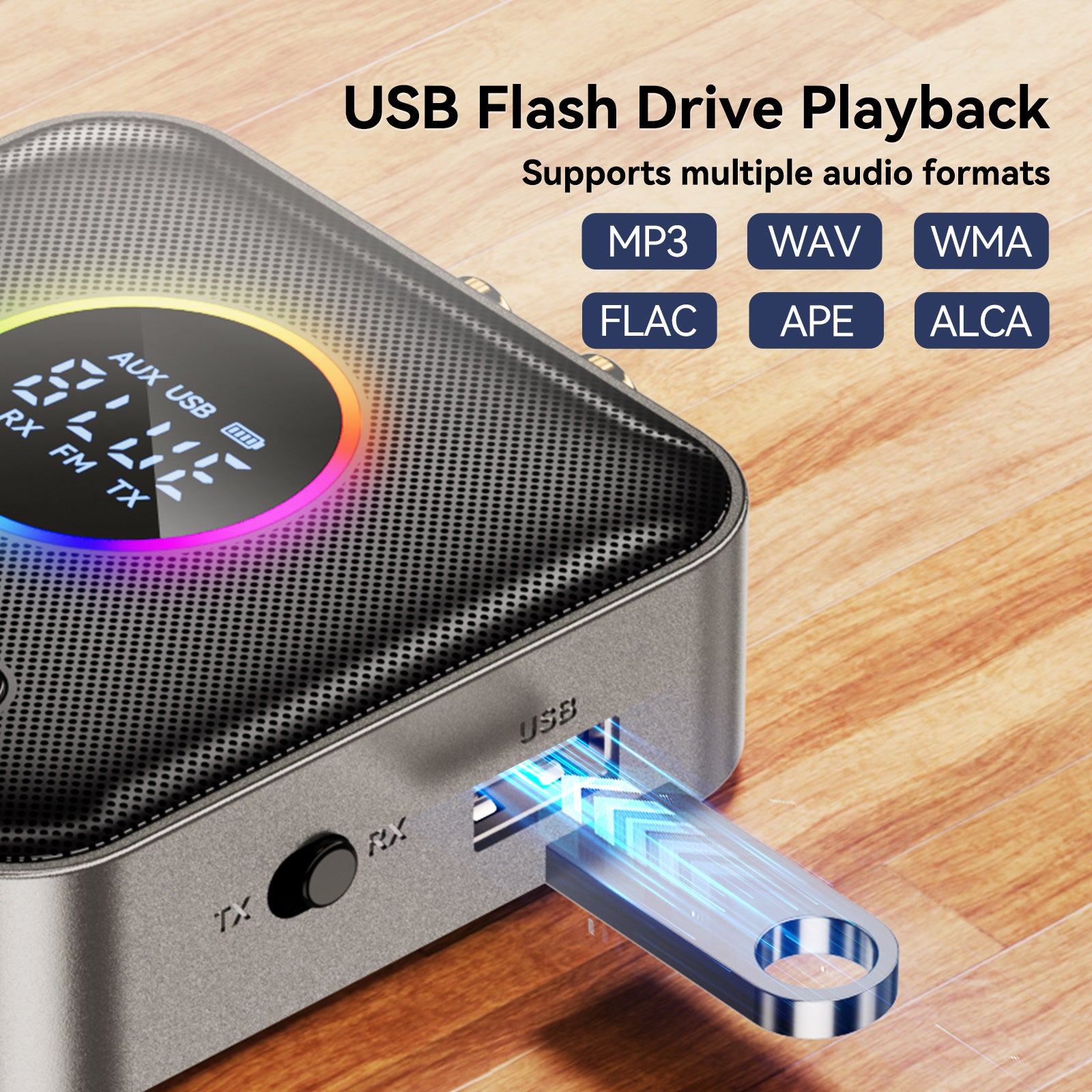 5.4 Bluetooth Adapter Audio Receiver FM Transmitter Lossless U Disk One to Two