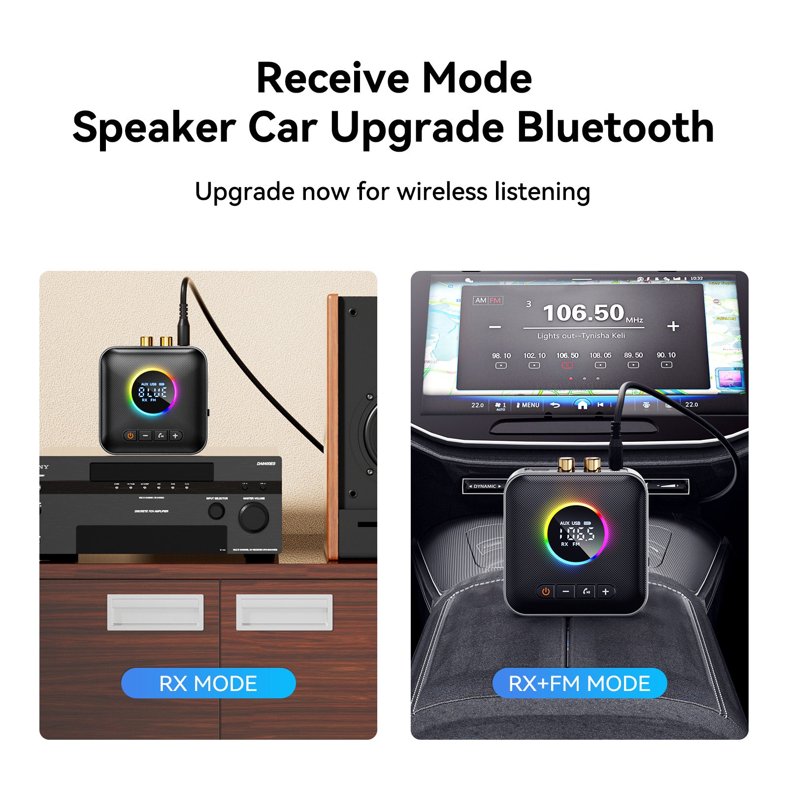 5.4 Bluetooth Adapter Audio Receiver FM Transmitter Lossless U Disk One to Two