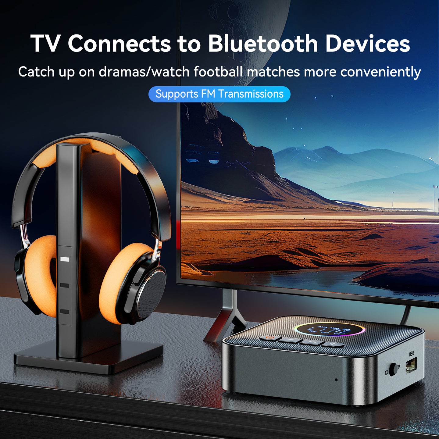 5.4 Bluetooth Adapter Audio Receiver FM Transmitter Lossless U Disk One to Two