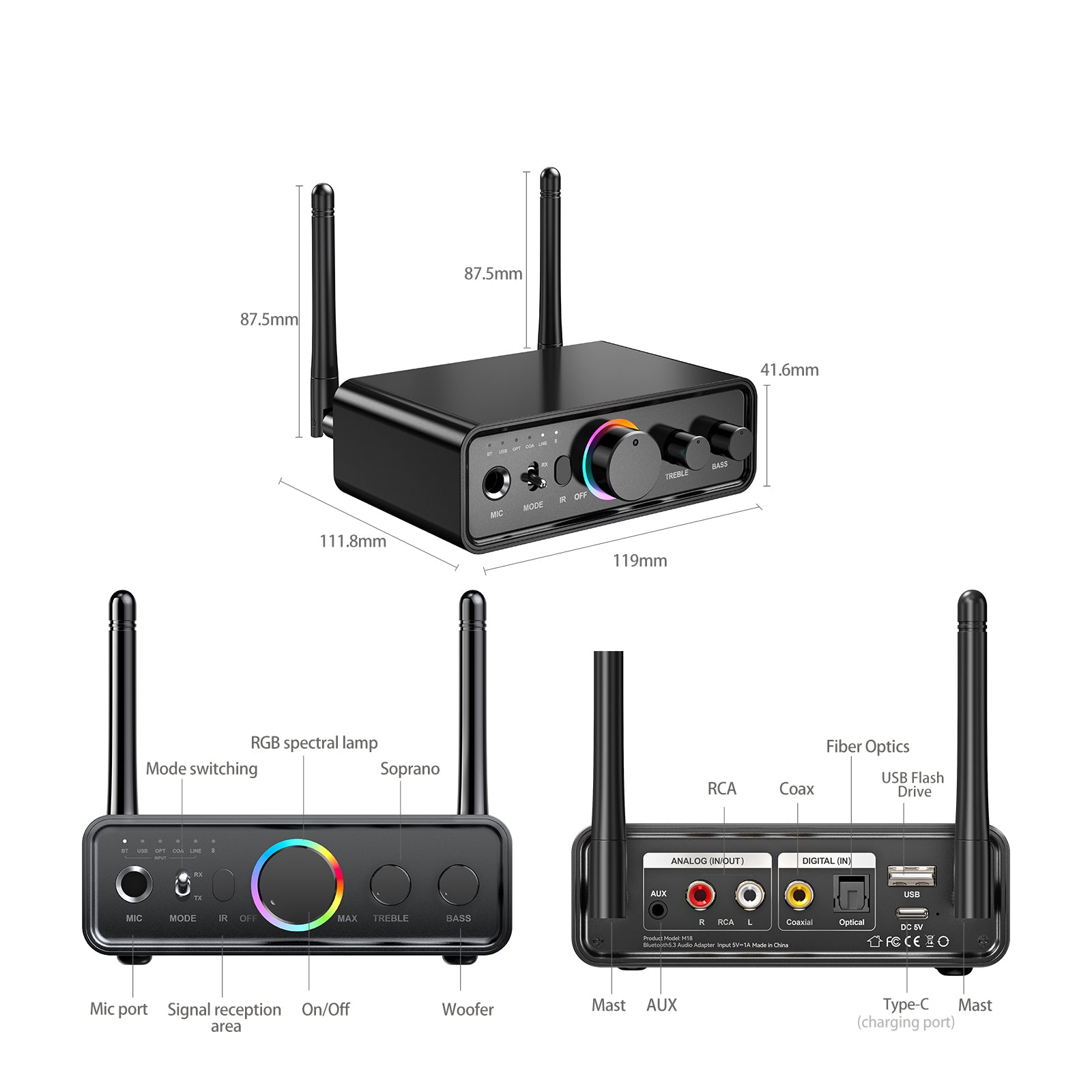 Bluetooth Adapter 5.3Bluetooth Receiver U Disk Lossless Audio Transmitter Module