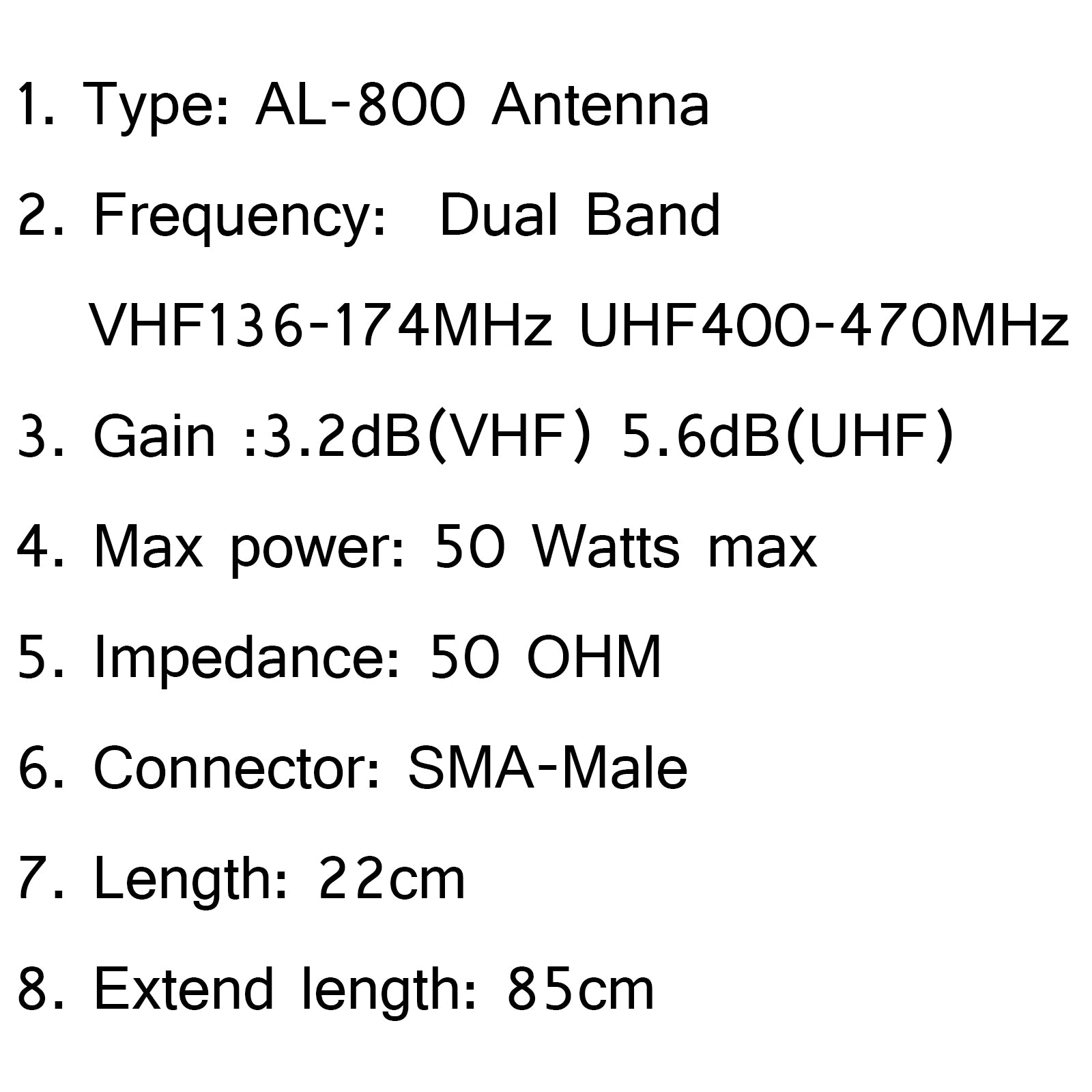 5Pcs AL-800 High Gain Dual Band Extendable Antenna SMA-Male For Icom Yaesu Radio