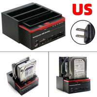 Multifunction 2.5 3.5" HDD Docking Station USB 3.0 Clone Hard Drive Card US