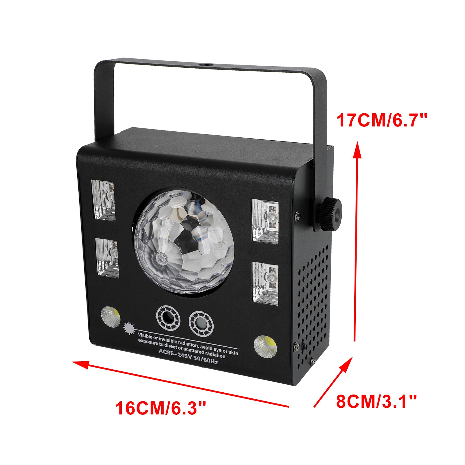 4-in-1 DJ Party Light with Strobe, UV Blacklight, Magic Ball & Laser, DMX & Sound Activated with Remote