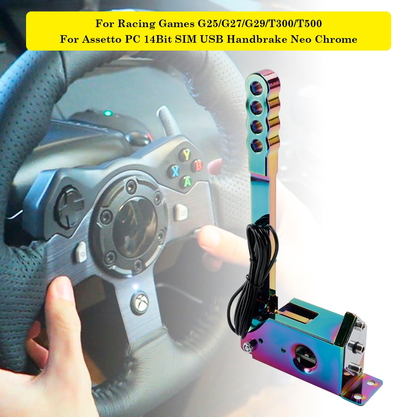 14Bit SIM USB Handbrake For Assetto PC Racing Games G25/G27/G29/T300 Neo Chrome
