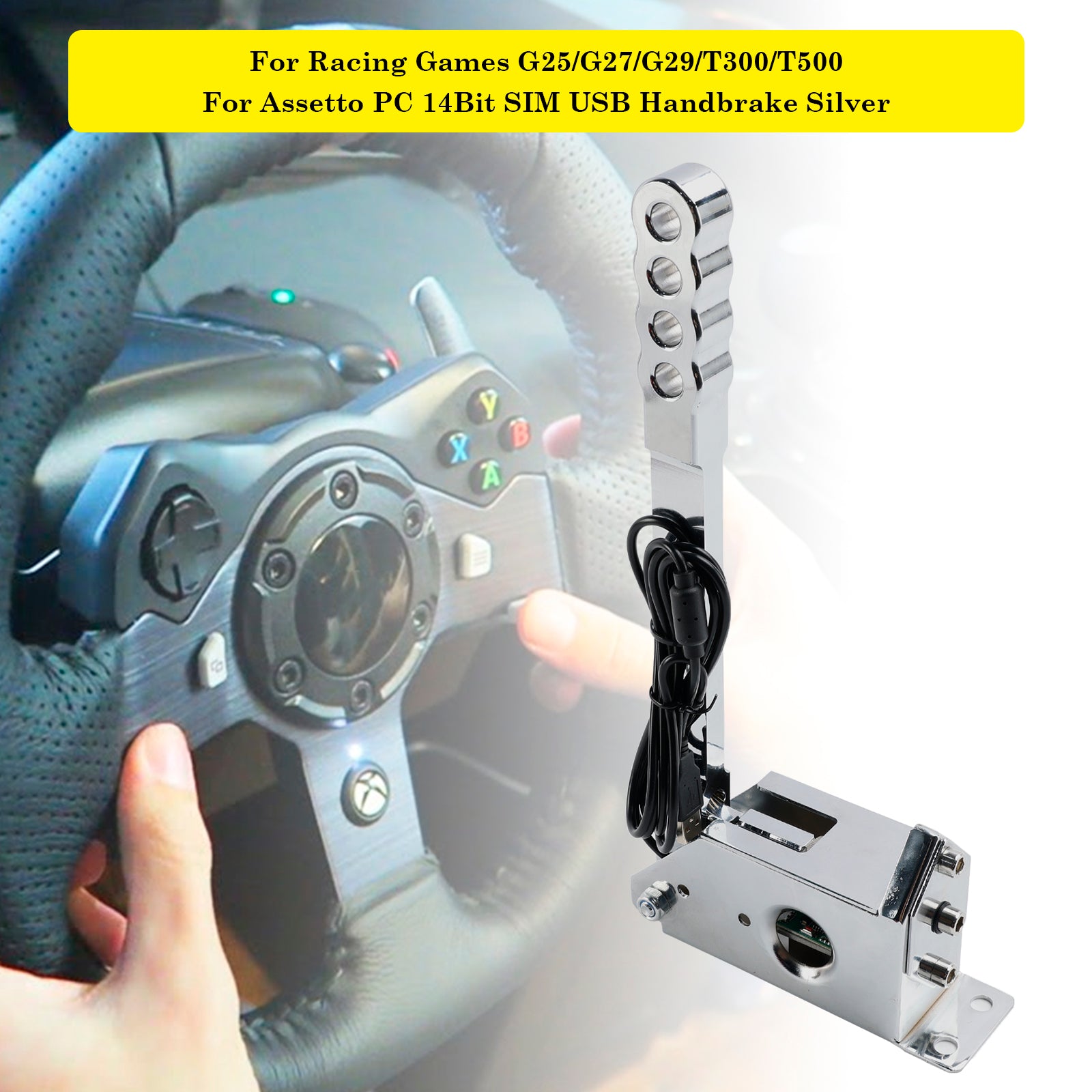14Bit SIM USB Handbrake For Assetto PC Racing Games G25/G27/G29/T300/T500 Silver