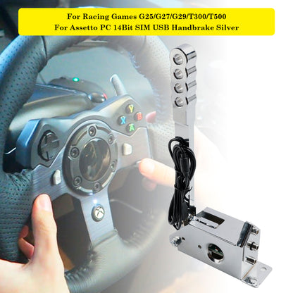 14Bit SIM USB Handbrake For Assetto PC Racing Games G25/G27/G29/T300/T500 Silver