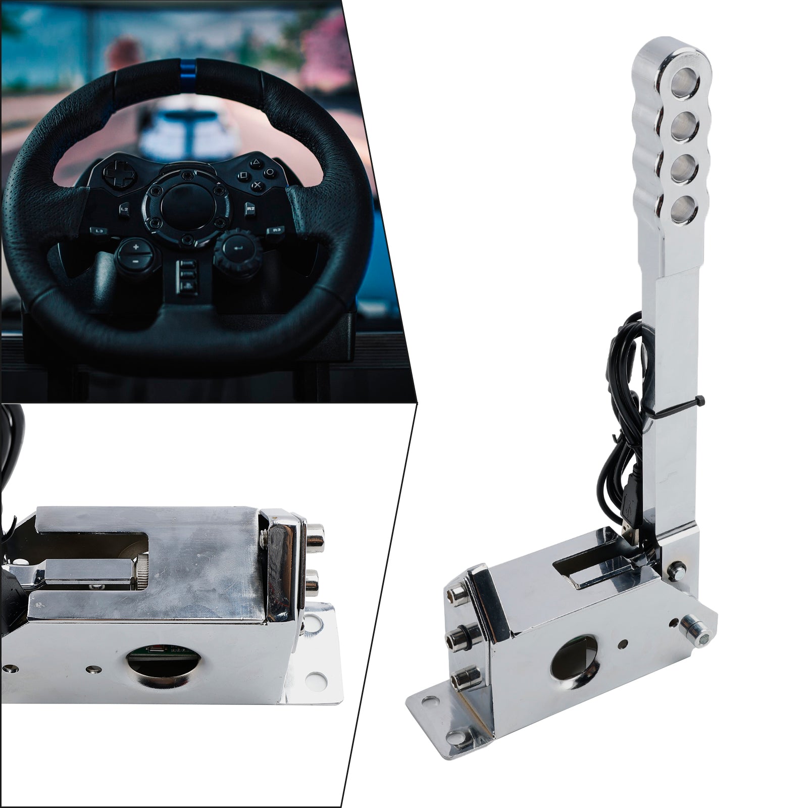 14Bit SIM USB Handbrake For Assetto PC Racing Games G25/G27/G29/T300/T500 Silver