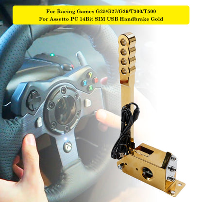 14Bit SIM USB Handbrake For Assetto PC Racing Games G25/G27/G29/T300/T500 Gold