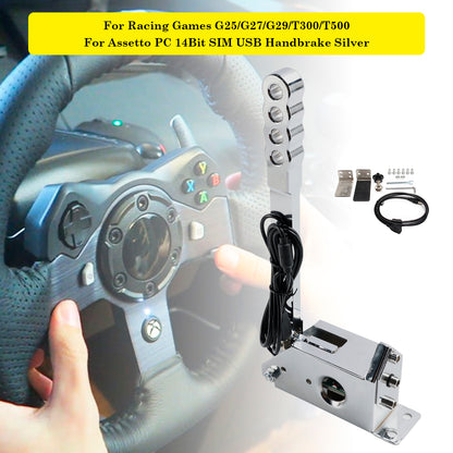 14Bit SIM USB Handbrake For Assetto PC Racing Games G25/G27/G29/T300/T500 Silver