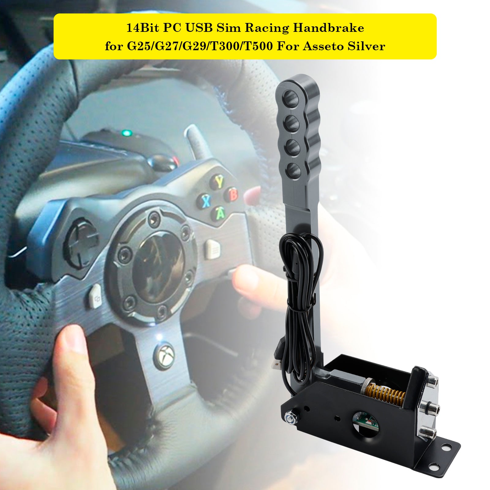 14Bit PC USB Sim Racing Handbrake for G25/G27/G29/T300/T500 For Asseto Silver