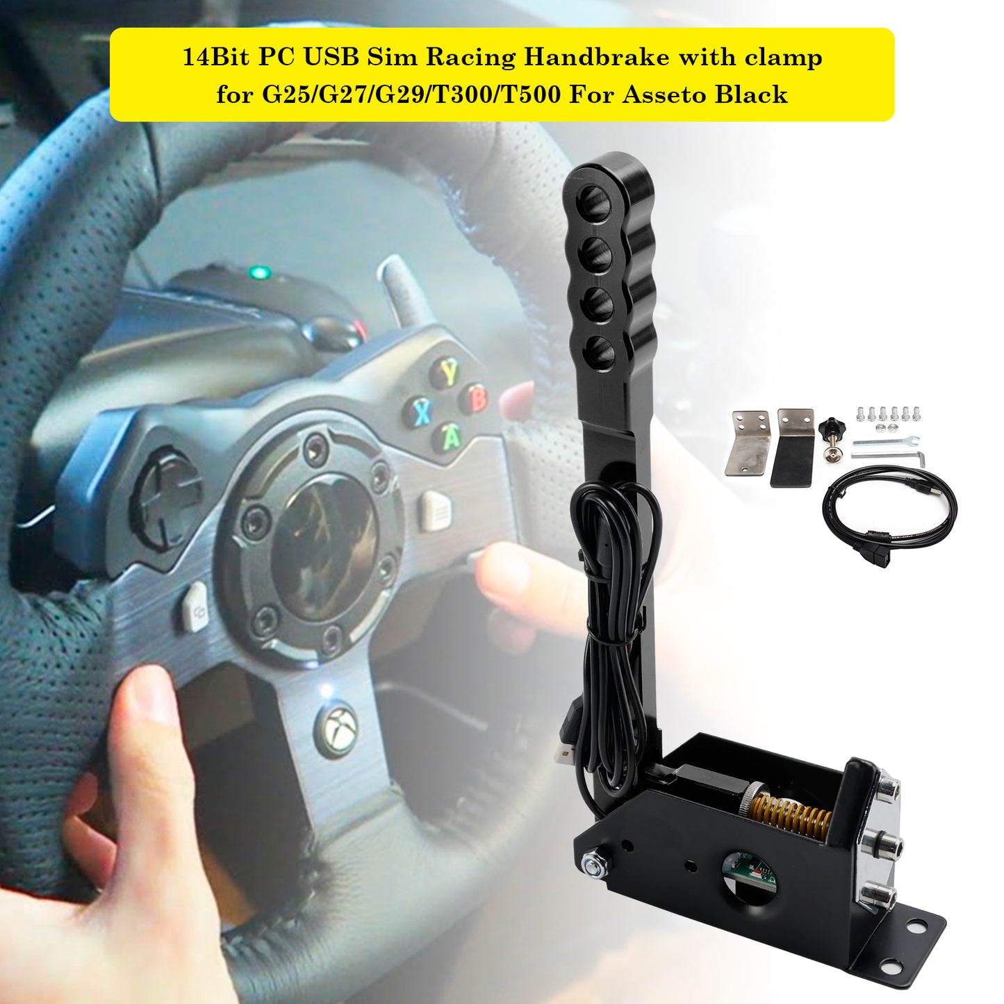 14Bit PC USB Sim Racing Handbrake w clamp for G25/G27/G29/T300/T500 For Asseto