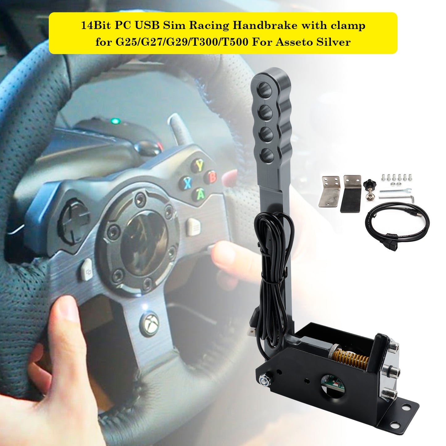 14Bit PC USB Sim Racing Handbrake w clamp for G25/G27/G29/T300/T500 For Asseto