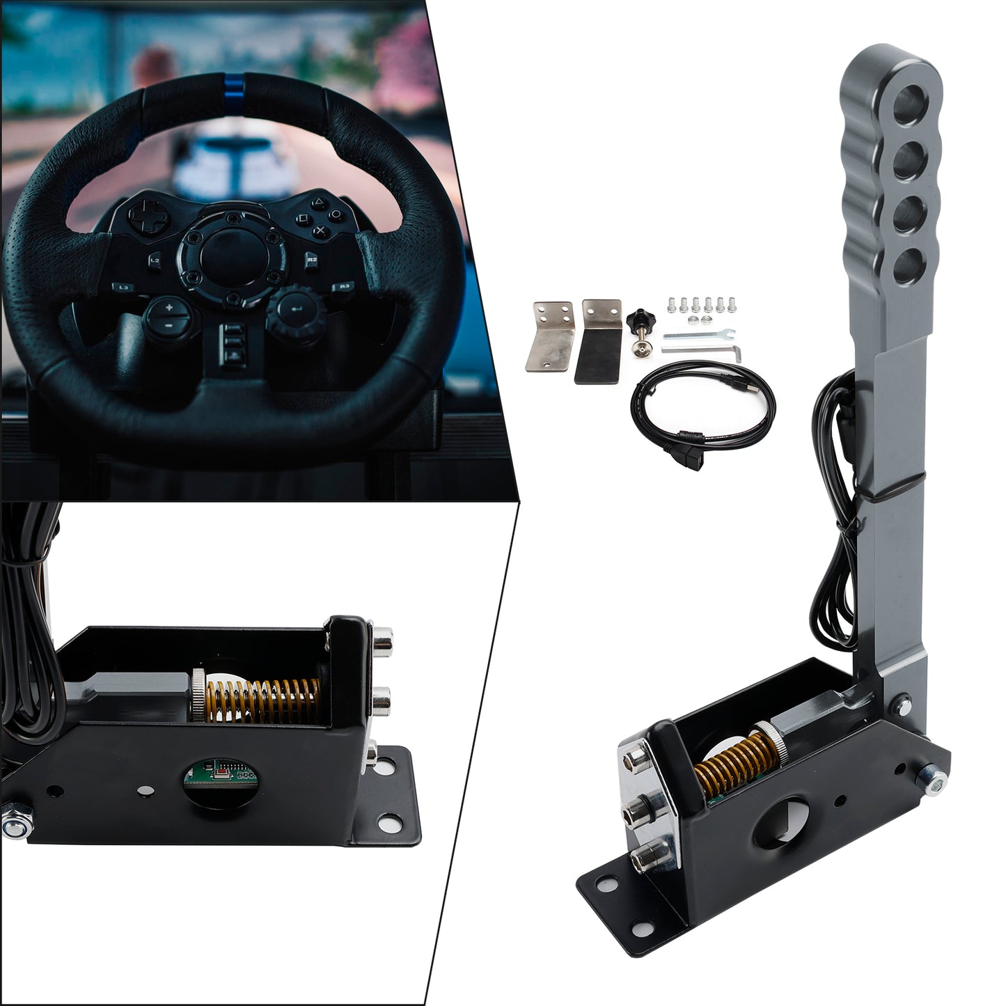 14Bit PC USB Sim Racing Handbrake w clamp for G25/G27/G29/T300/T500 For Asseto