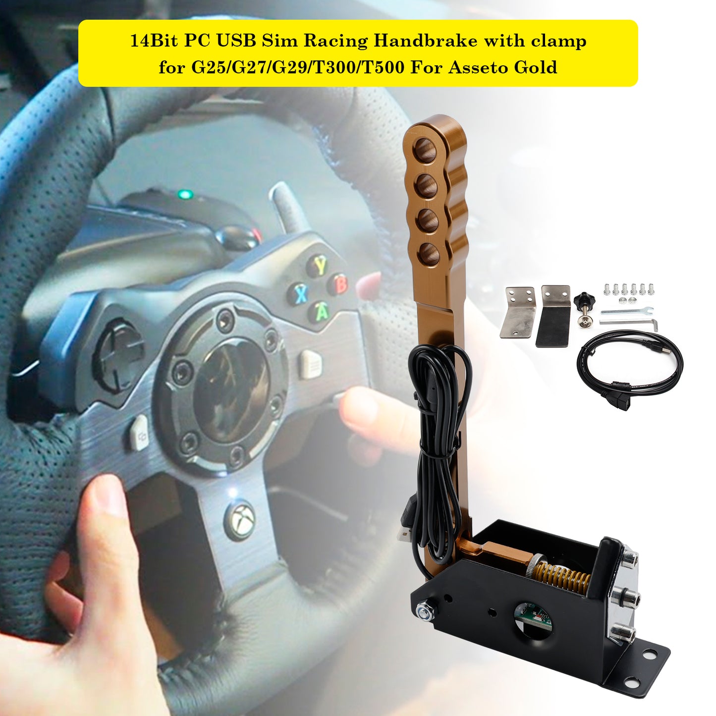 14Bit PC USB Sim Racing Handbrake w clamp for G25/G27/G29/T300/T500 For Asseto