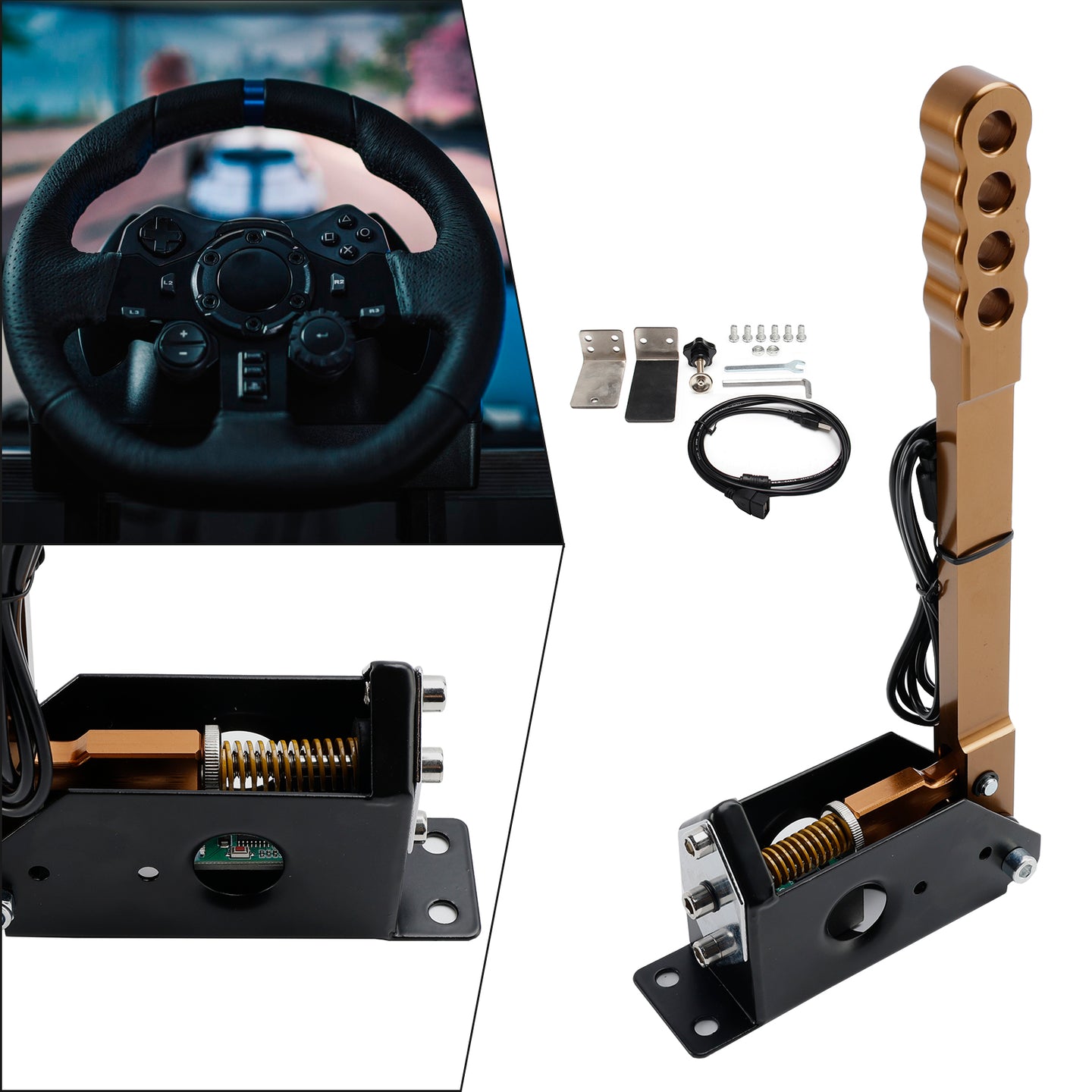 14Bit PC USB Sim Racing Handbrake w clamp for G25/G27/G29/T300/T500 For Asseto