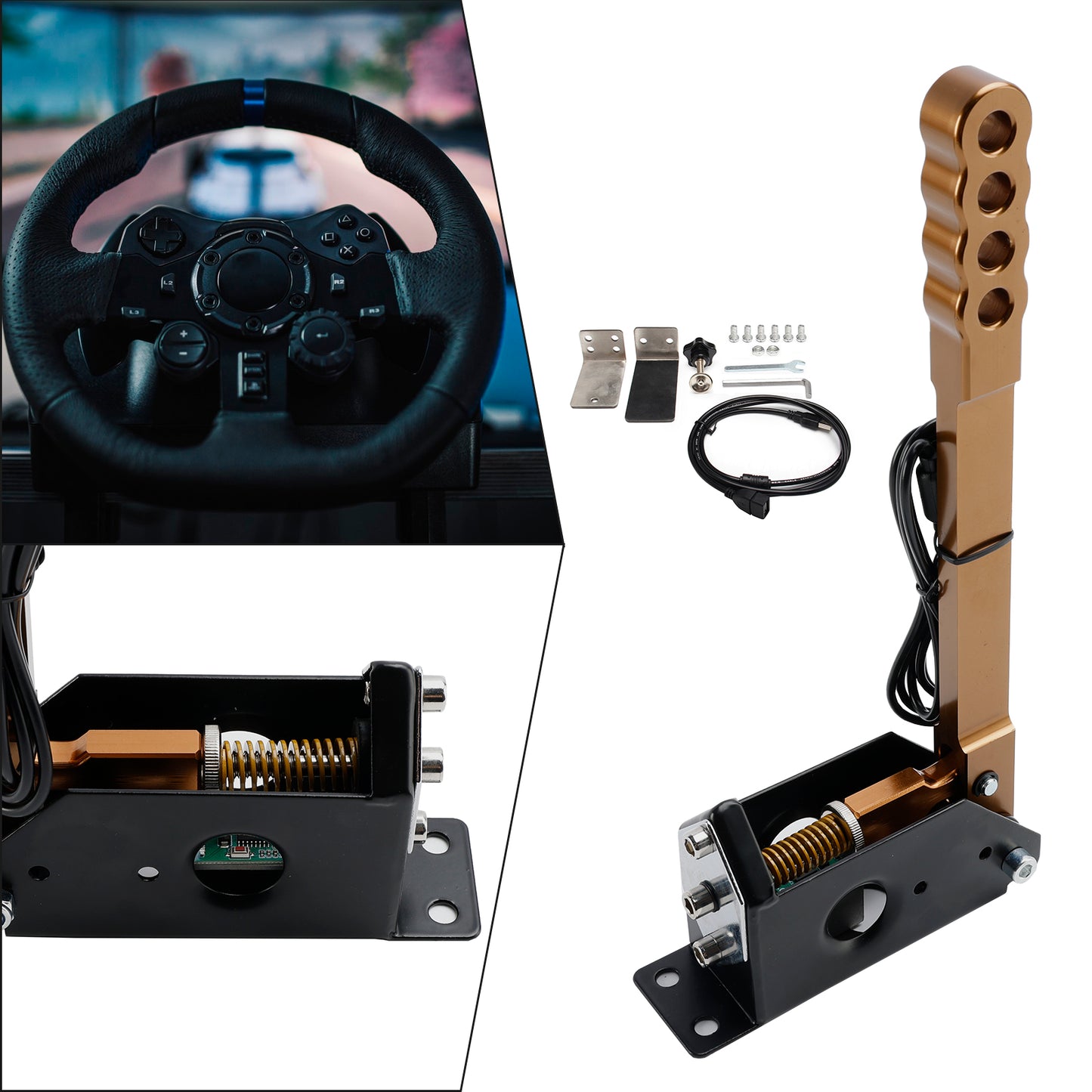 14Bit PC USB Sim Racing Handbrake w clamp for G25/G27/G29/T300/T500 For Asseto