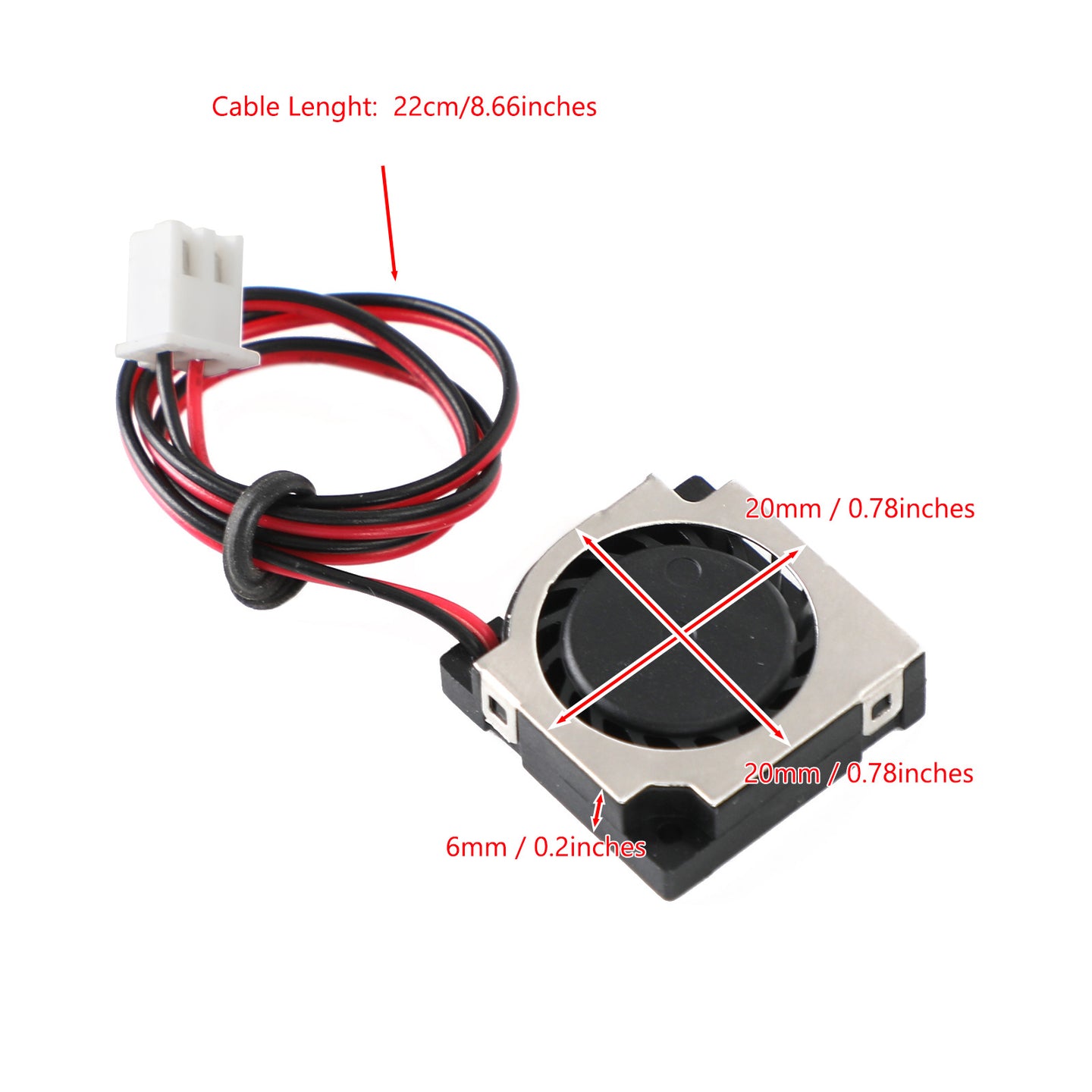 2 Pin Wire 1Pc Brushless DC Cooling Blower Fan 5V 20065VS 20x20x6mm