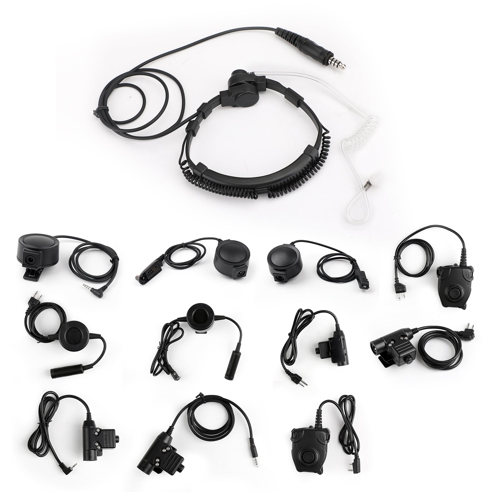 1PC Adjustable Tactical Throat Mic Headset For Walkie Talkie 7.1mm Plug PTT