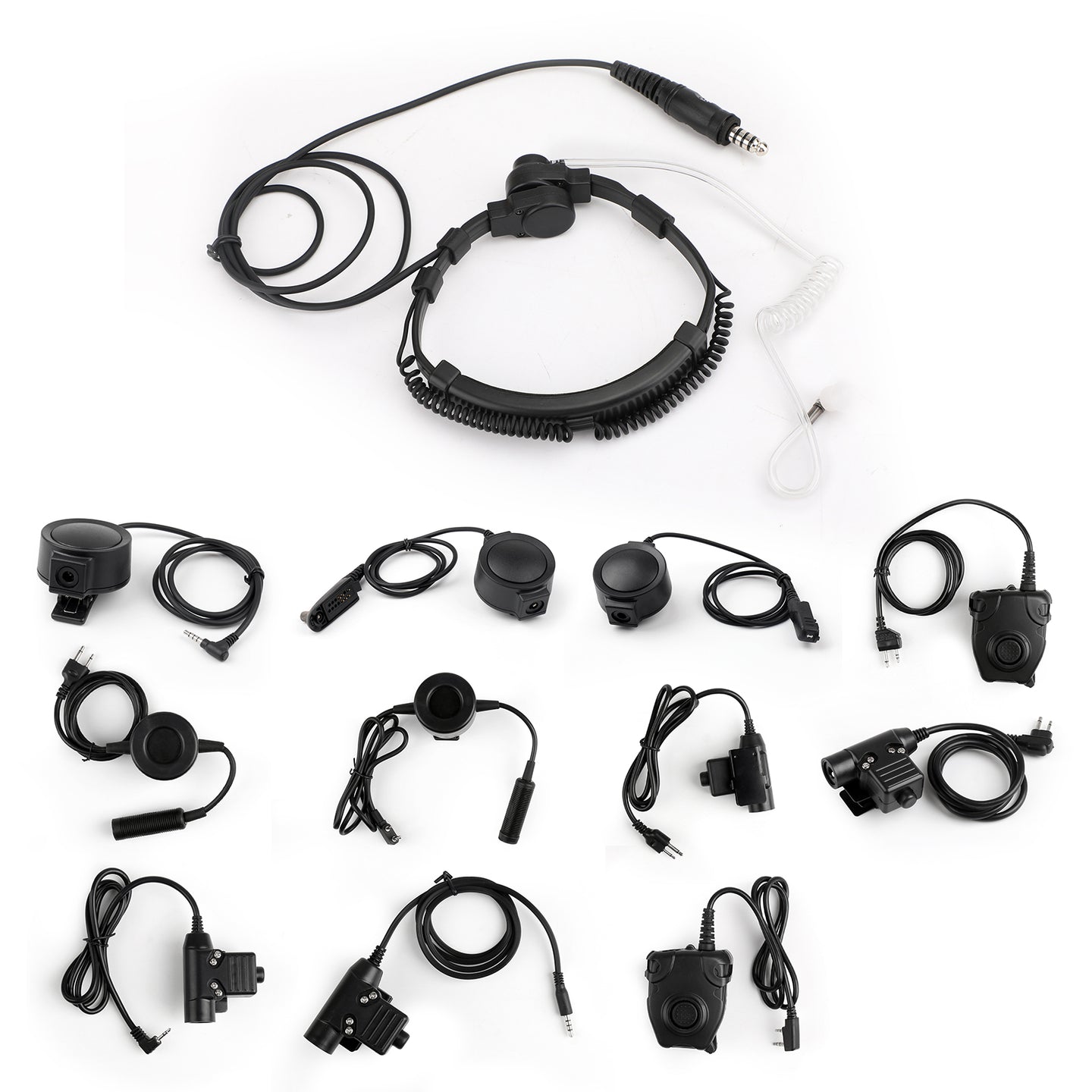 1PC Adjustable Tactical Throat Mic Headset For Walkie Talkie 7.1mm Plug PTT