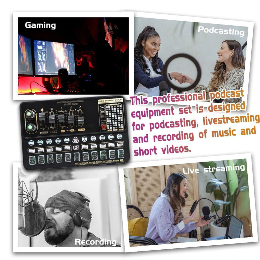 V10 Live Sound Card & Audio Interface with Bluetooth, Voice Changer & Sound Effects for PC, Phone, Podcasting & Streaming