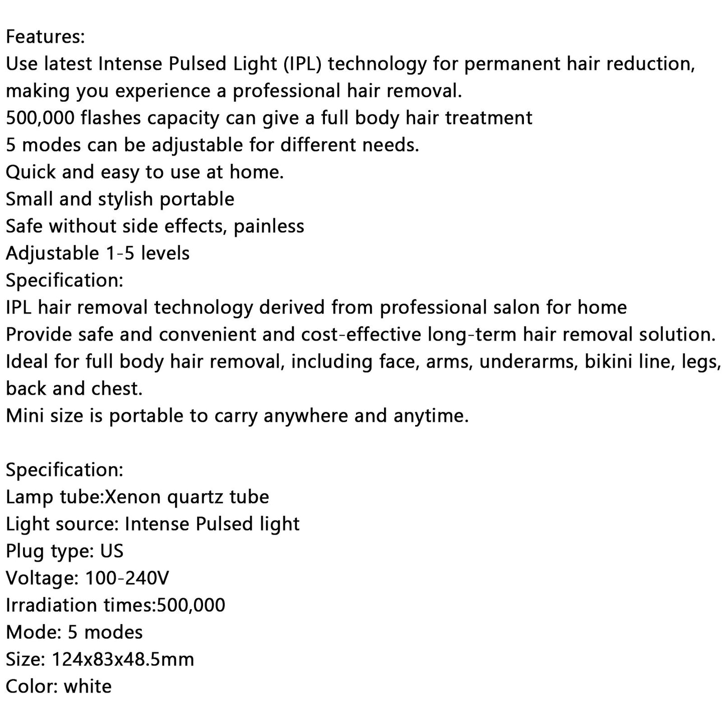 500000 Flashes IPL Laser Hair Removal Device Permanent Painless For Full Body WH