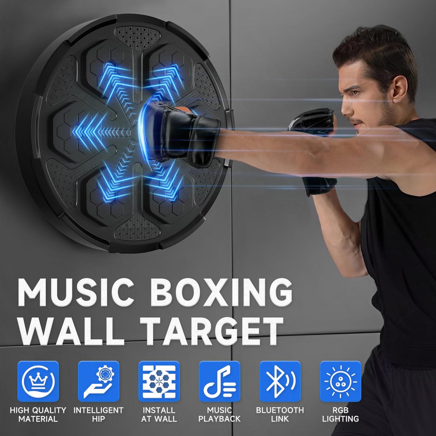 Wall-Mounted Boxing Reflex Ball with Bluetooth Speaker - Interactive Punching Trainer