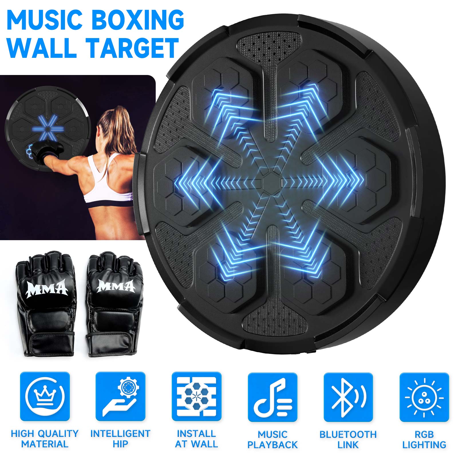 Wall-Mounted Boxing Reflex Ball with Bluetooth Speaker - Interactive Punching Trainer