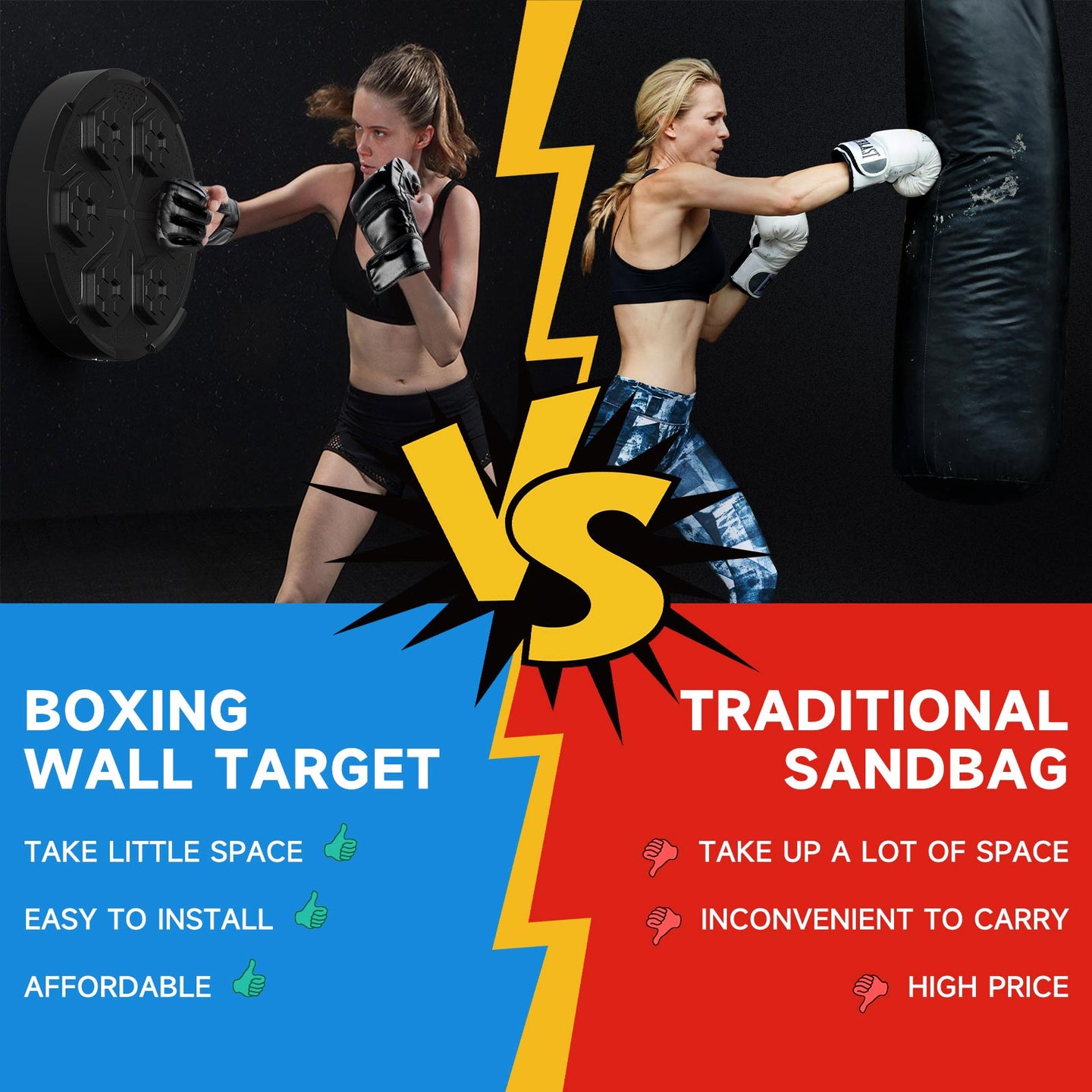 Wall-Mounted Boxing Reflex Ball with Bluetooth Speaker - Interactive Punching Trainer